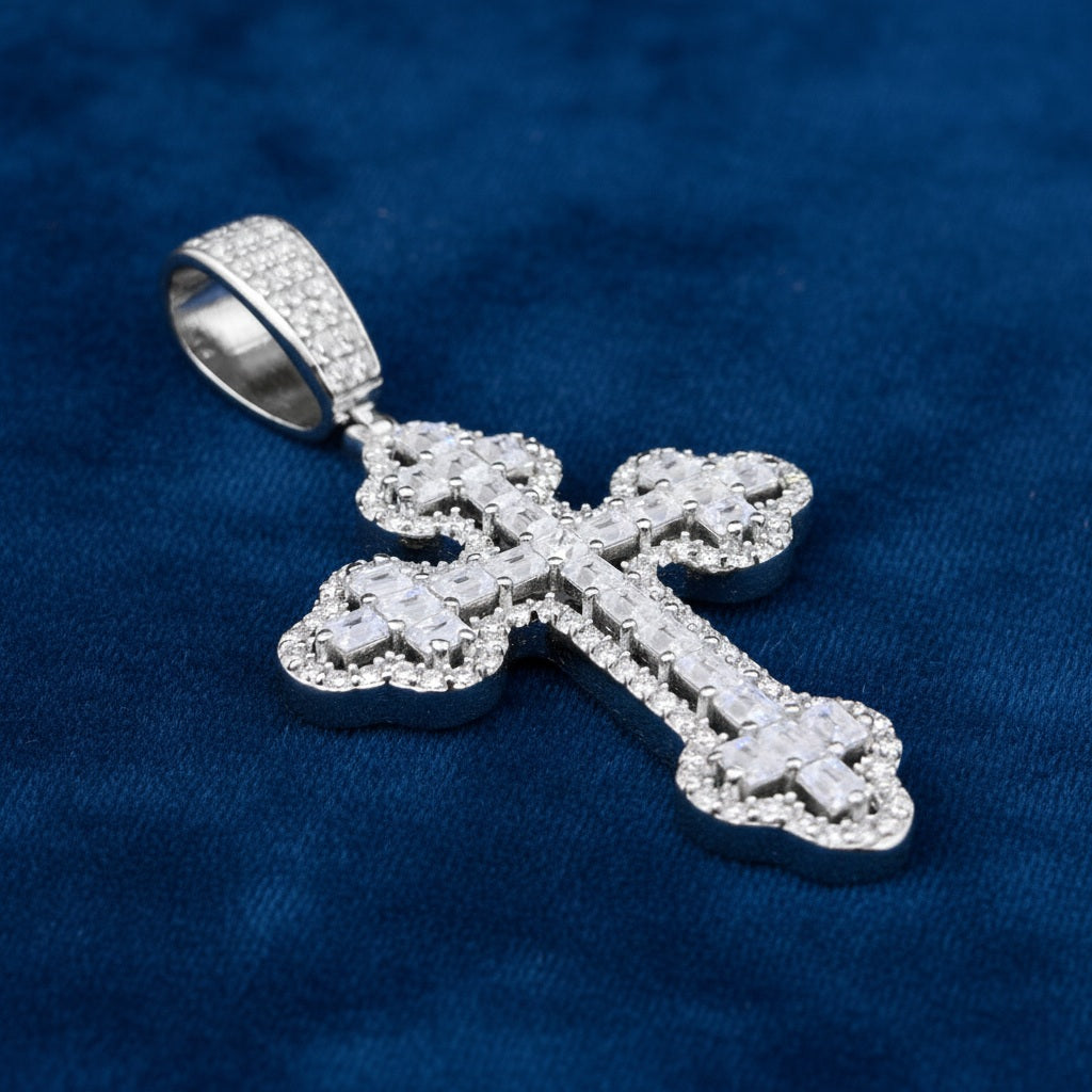 925 Silver Moissanite Cross Pendant 2.70 CTW at Flawless Jewelry