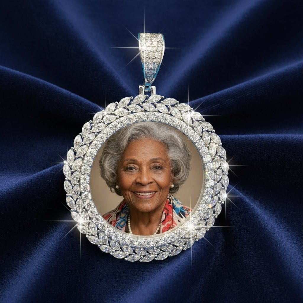 Custom Marquise Stone Memory Pendant 925 Silver Moissanite 6.70 CTW at Flawless Jewelry