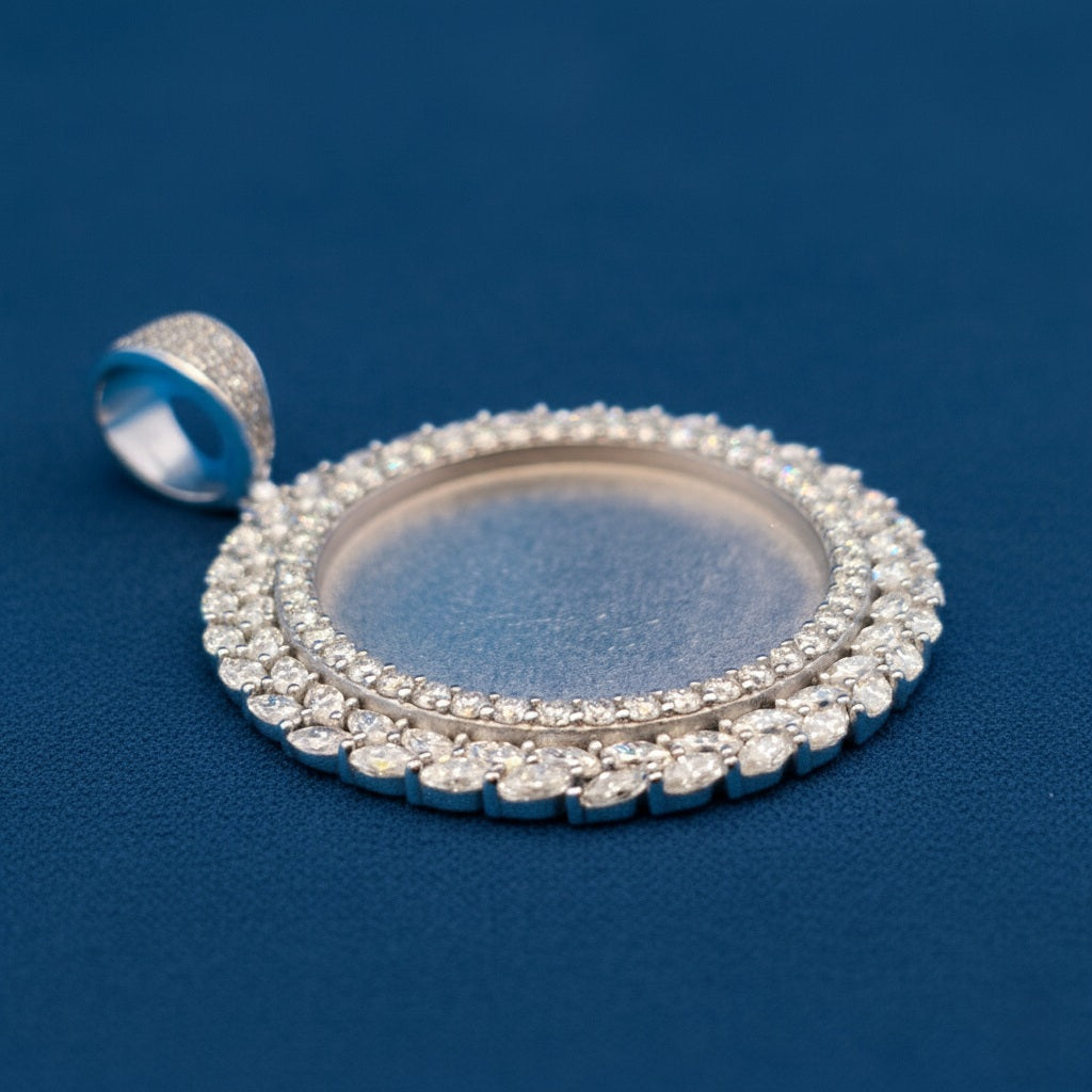 Custom Marquise Stone Memory Pendant 925 Silver Moissanite 6.70 CTW at Flawless Jewelry