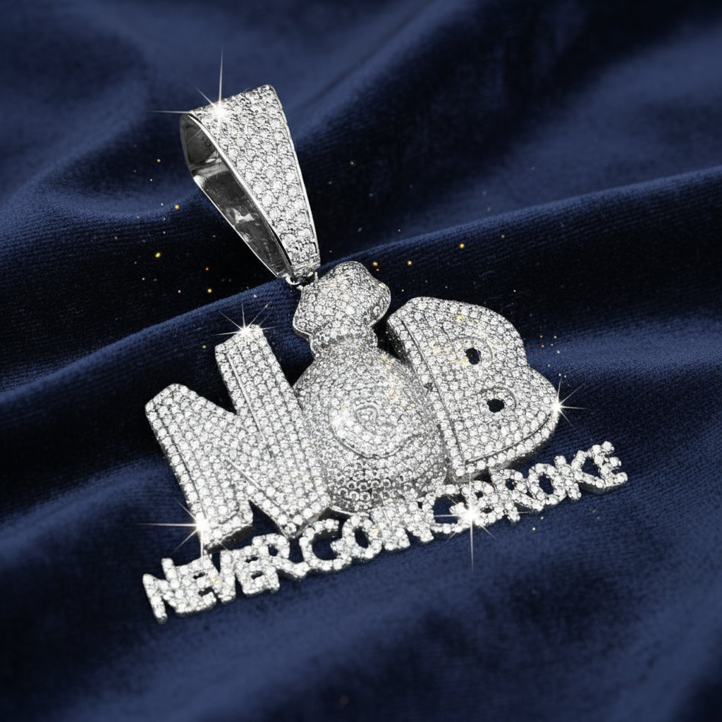 925 Silver Moissanite Never Go Broke Pendant 5.69 CTW at Flawless Jewelry