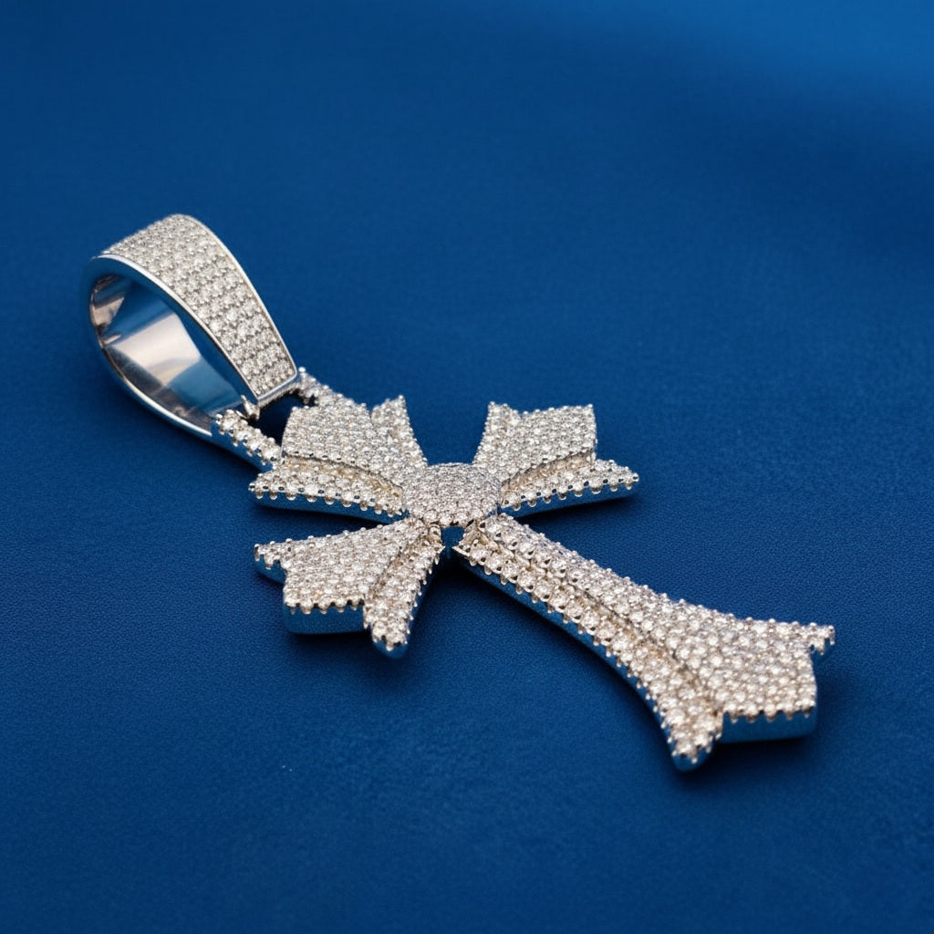925 Silver Moissanite Cross Fine Pendant 5.78 CTW at Flawless Jewelry
