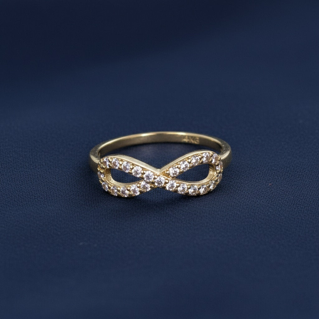 14K Gold CZ Infinity Ring