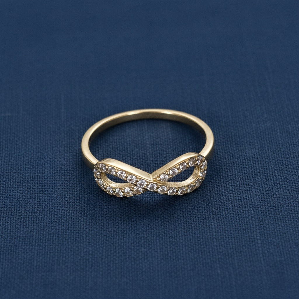 14K Gold CZ Infinity Ring