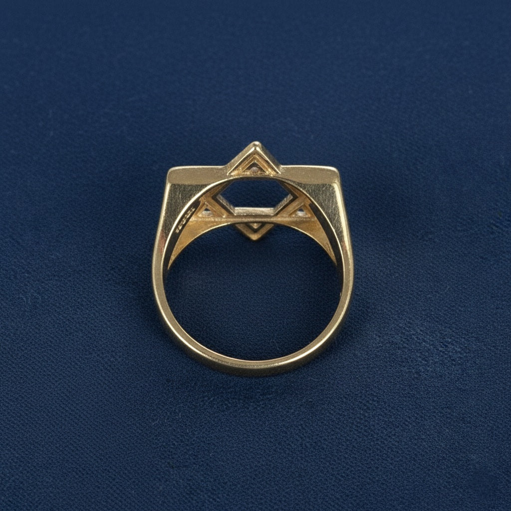 14K Gold Star Ring Mens