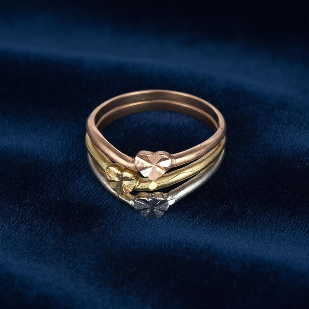 14K Gold 3 tone Heart Ring