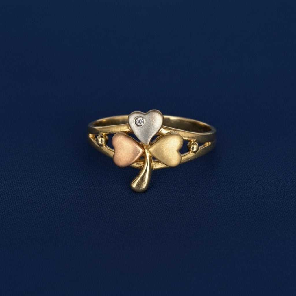 14K Gold Shamrock Leaf Ring