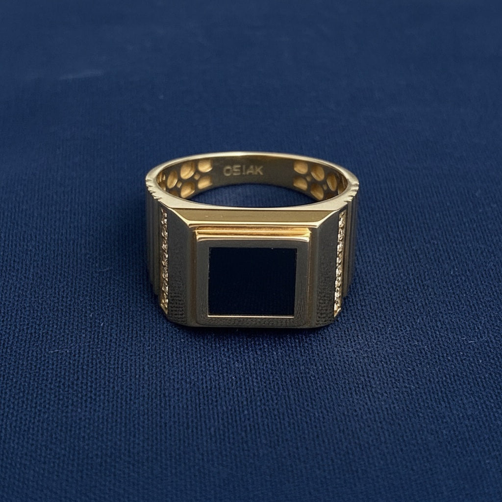 14k Gold Onyx Mens Ring