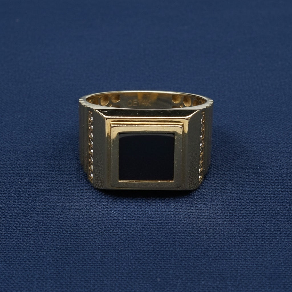 14k Gold Onyx Mens Ring