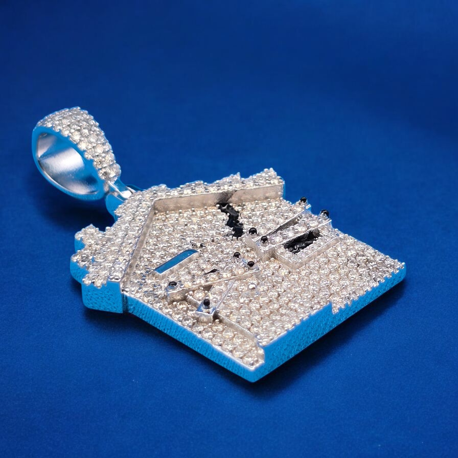 925 Silver Moissanite Trap House Pendant 3.00 CTW at Flawless Jewelry