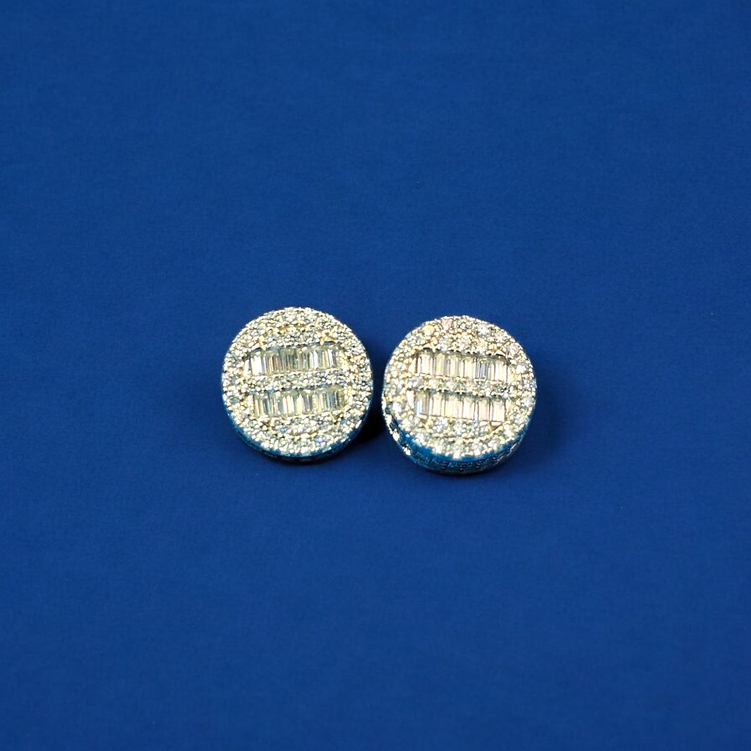 925 Silver Moissanite Round Baguette Earrings 1.73 CTW