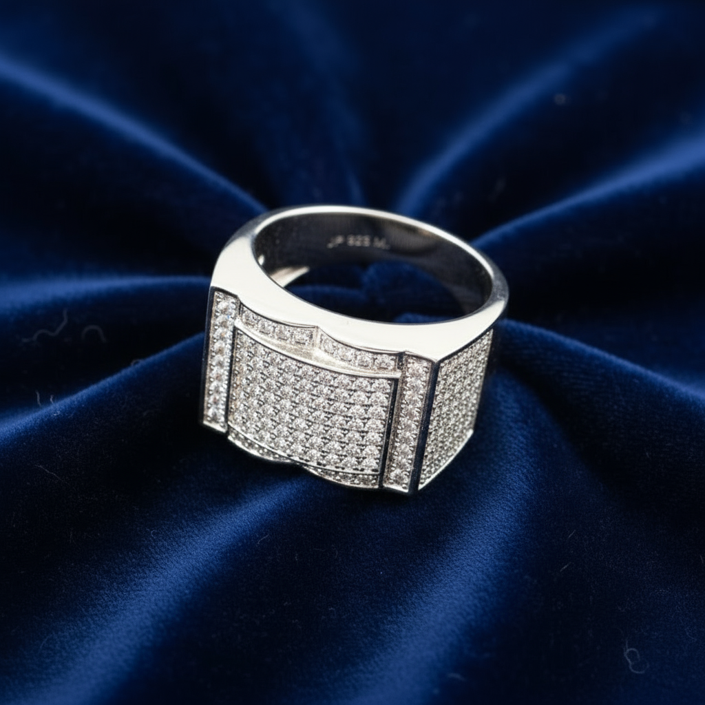 925 Silver Moissanite Square Ring at Flawless Jewelry