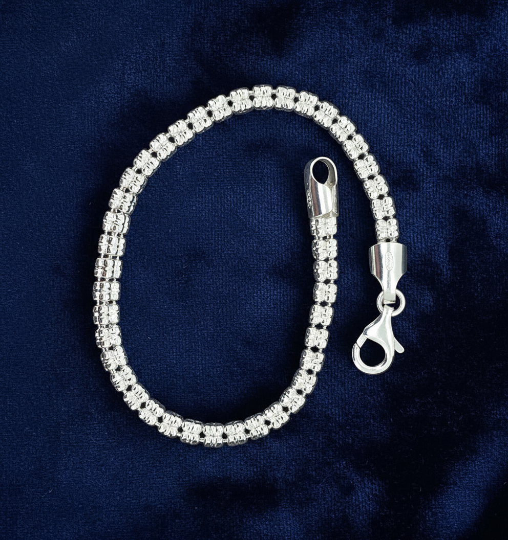 925 Silver Diamond Cut Bracelet 4mm at Flawless Jewelry