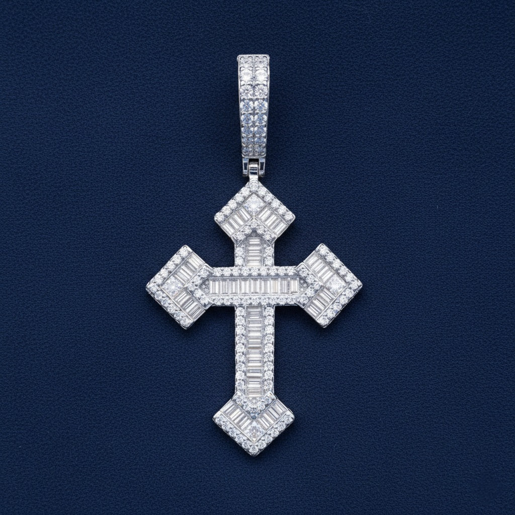 925 Silver Moissanite Spiritual Cross Pendant 1.05 CTW at Flawless Jewelry