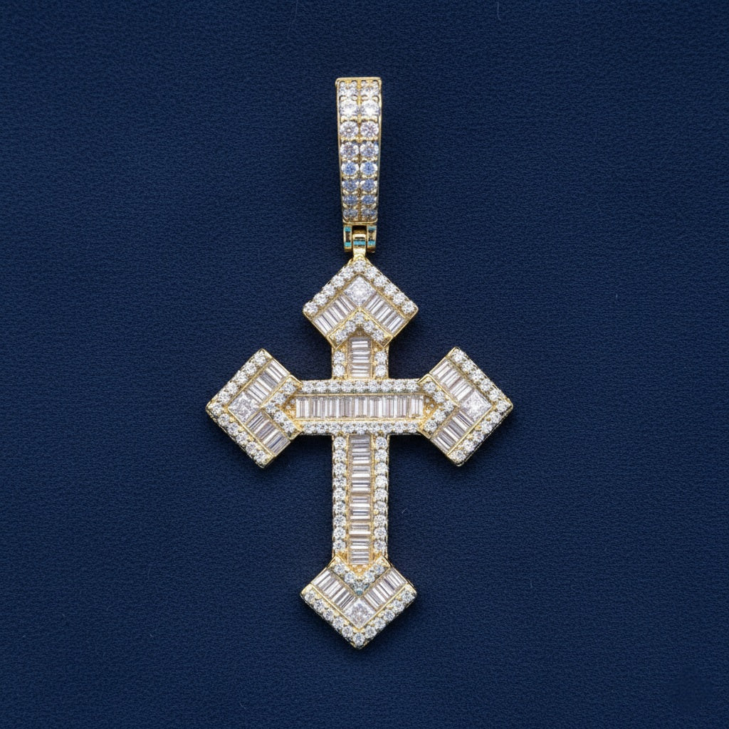 925 Silver Moissanite Spiritual Cross Pendant 1.05 CTW at Flawless Jewelry