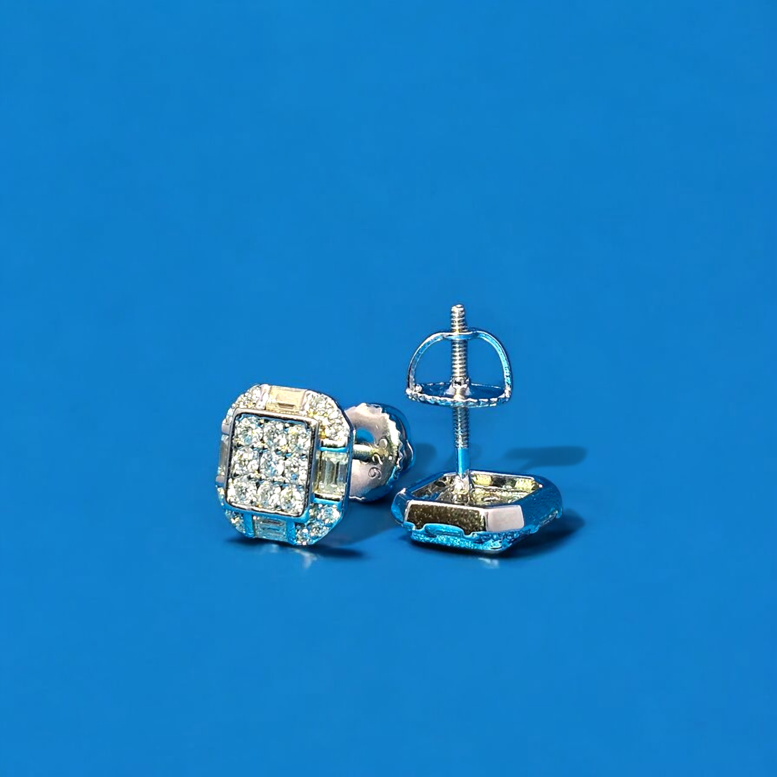 925 Silver Moissanite Square Earring 0.65 CTW