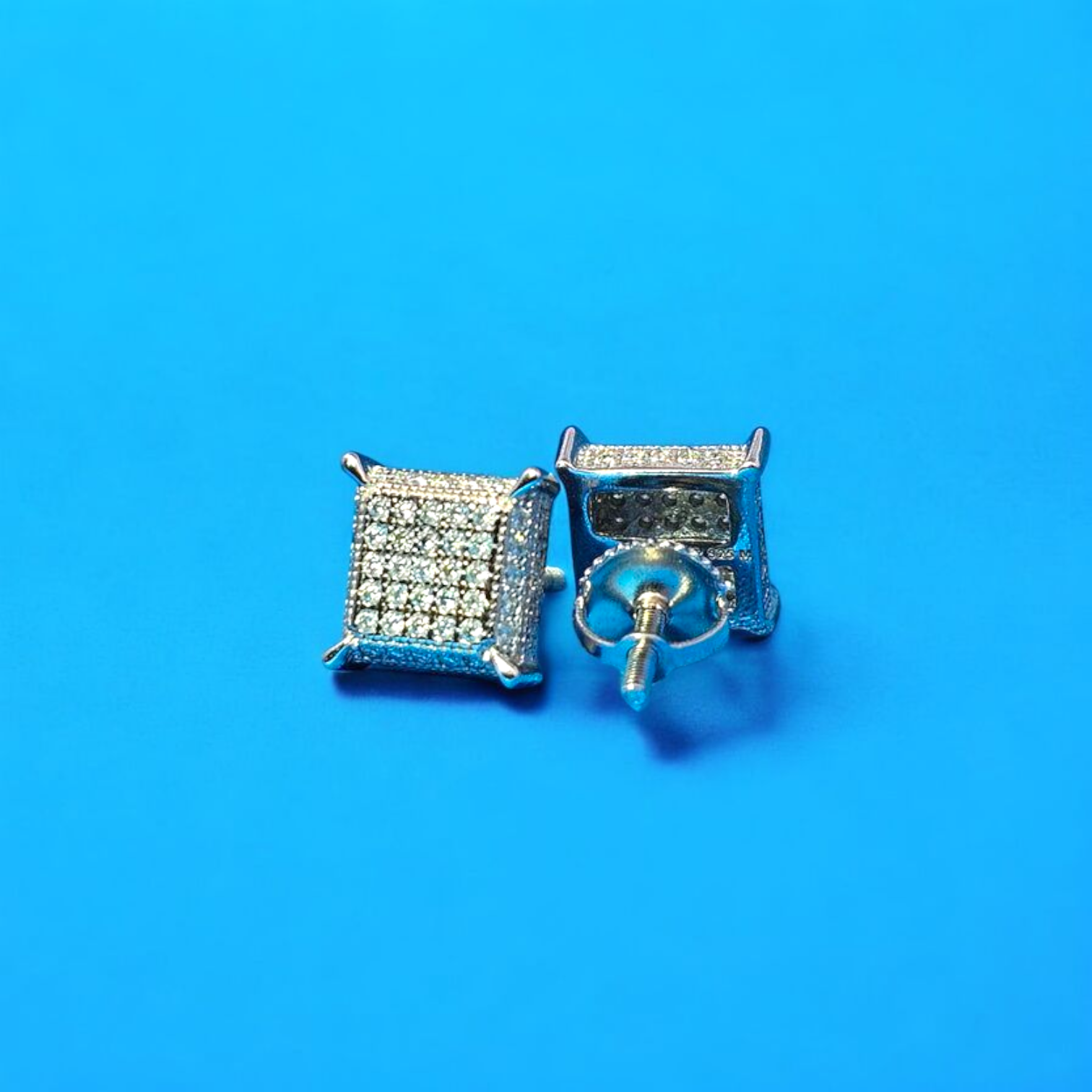 925 Silver Moissanite Square Earrings 0.34 CTW