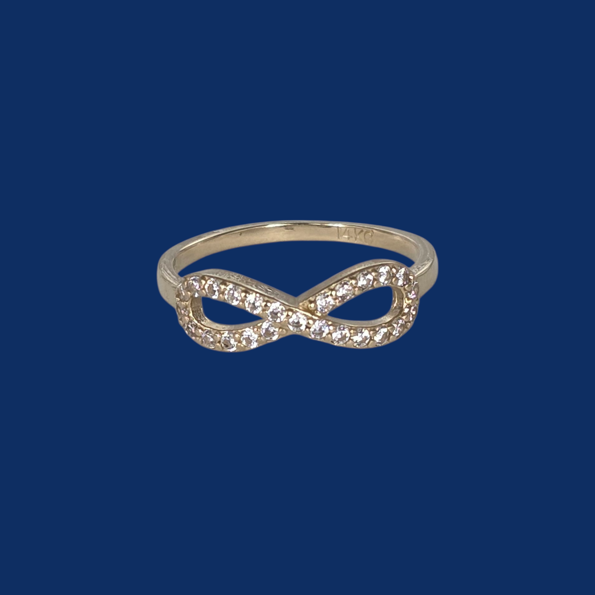 14K Gold CZ Infinity Ring