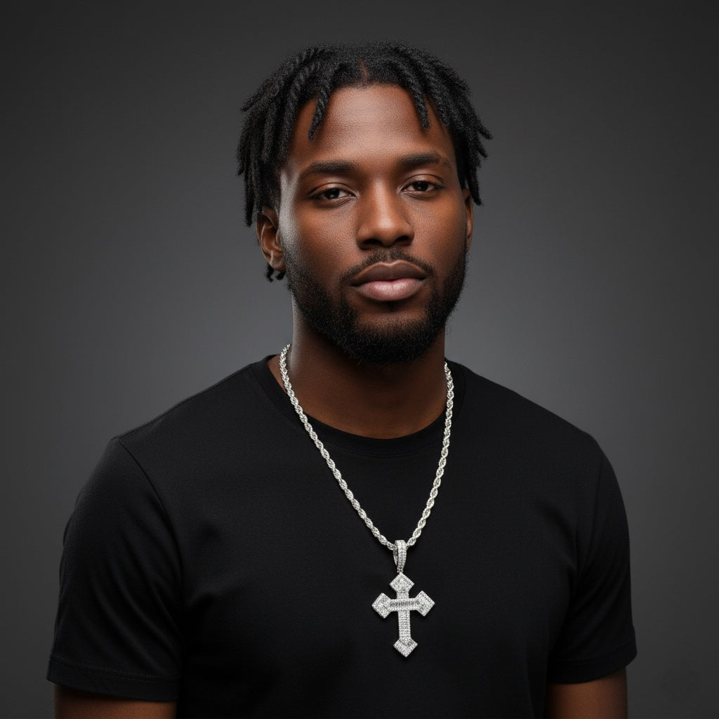 925 Silver Moissanite Spiritual Cross Pendant 1.05 CTW at Flawless Jewelry