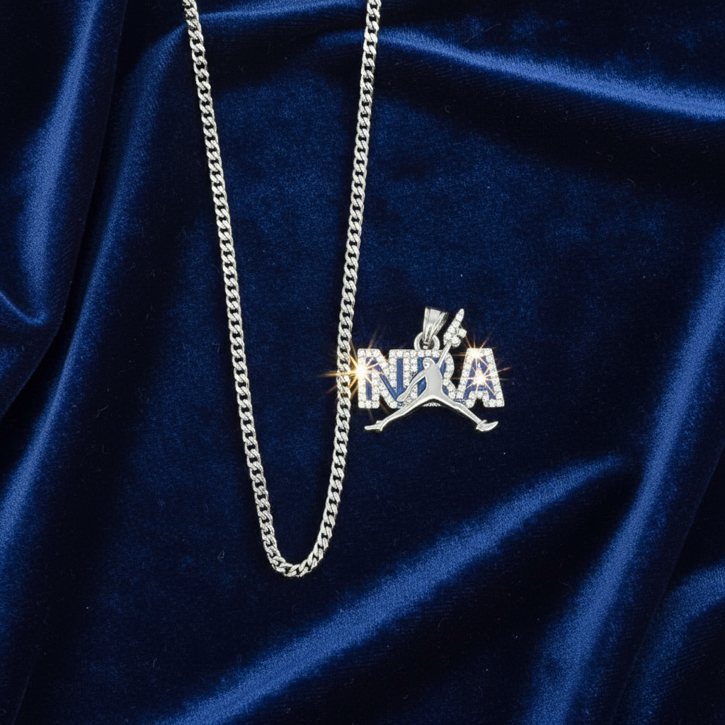 Stainless Steel NBA Charm and Chain Combo 24" at Flawless Jewelry