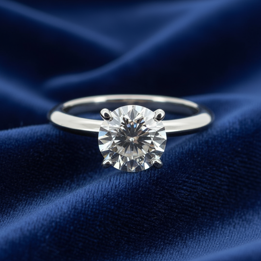 925 Silver Moissanite Round solitaire Ring 2 CTW at Flawless Jewelry