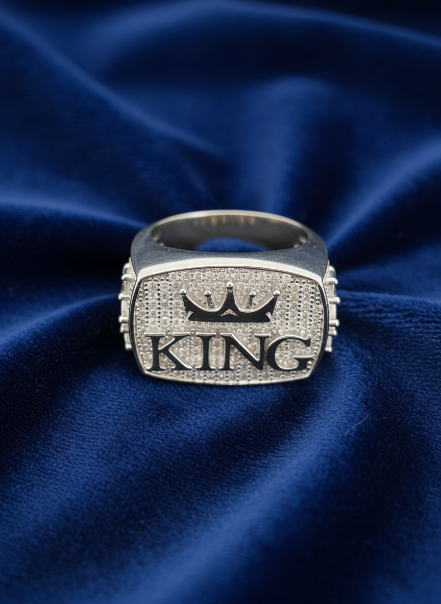 925 Silver Moissanite King Ring at Flawless Jewelry