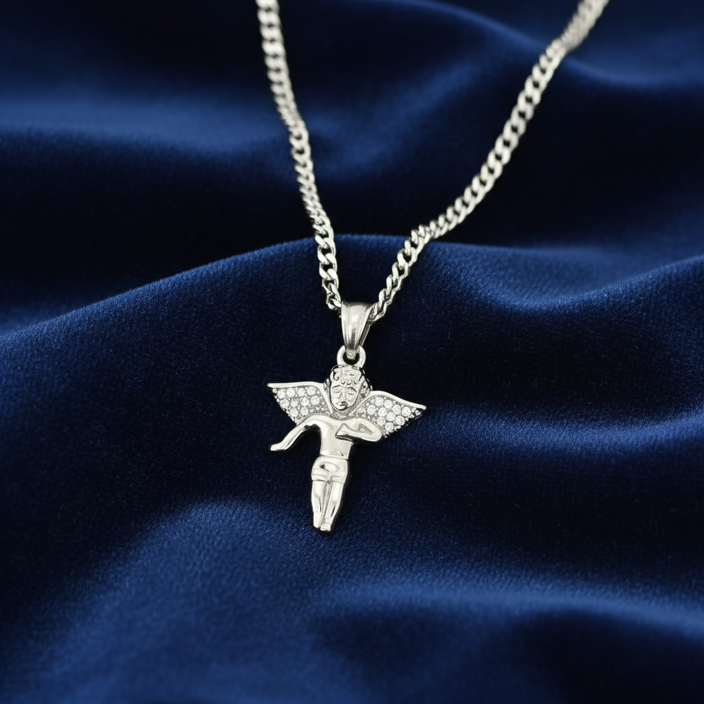 Stainless Steel Cupid Pendent and Chain Combo 24" at Flawless Jewelry