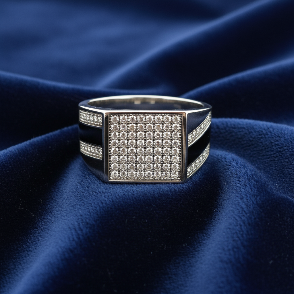 925 Silver Moissanite Square Ring at Flawless Jewelry