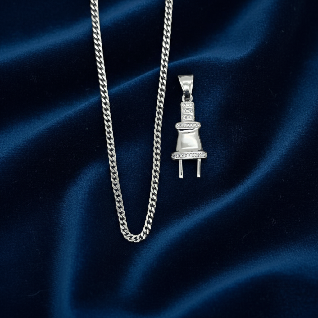 Stainless Steel Plug Charm and Chain Combo 24" at Flawless Jewelry