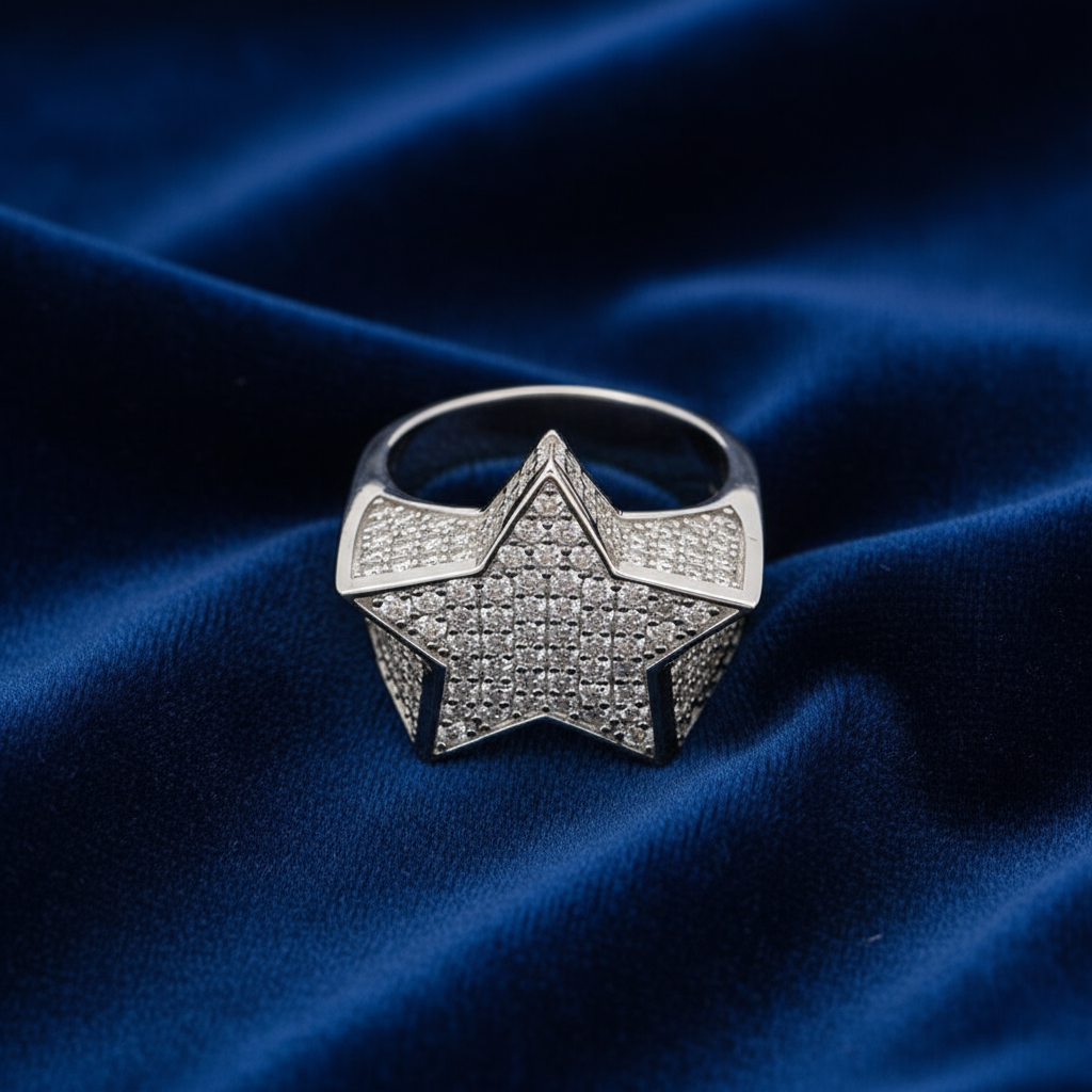 925 Silver Moissanite Star Ring at Flawless Jewelry