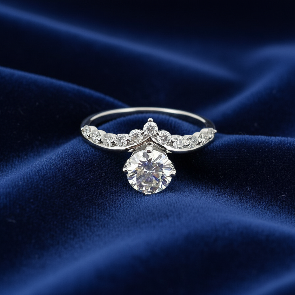 925 Silver Moissanite Round Accented Ring at Flawless Jewelry