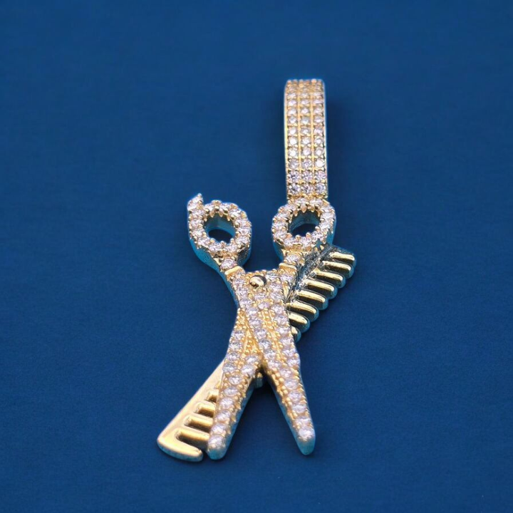 925 Silver Moissanite Barber Clipper Pendant 0.91 CTW