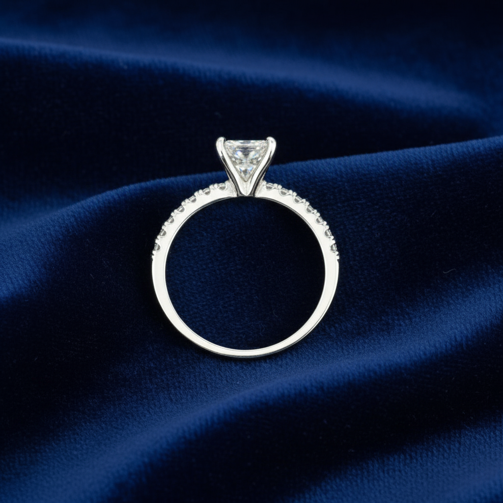 925 Silver Moissanite Heard Accented Ring 1.10 CTW at Flawless Jewelry