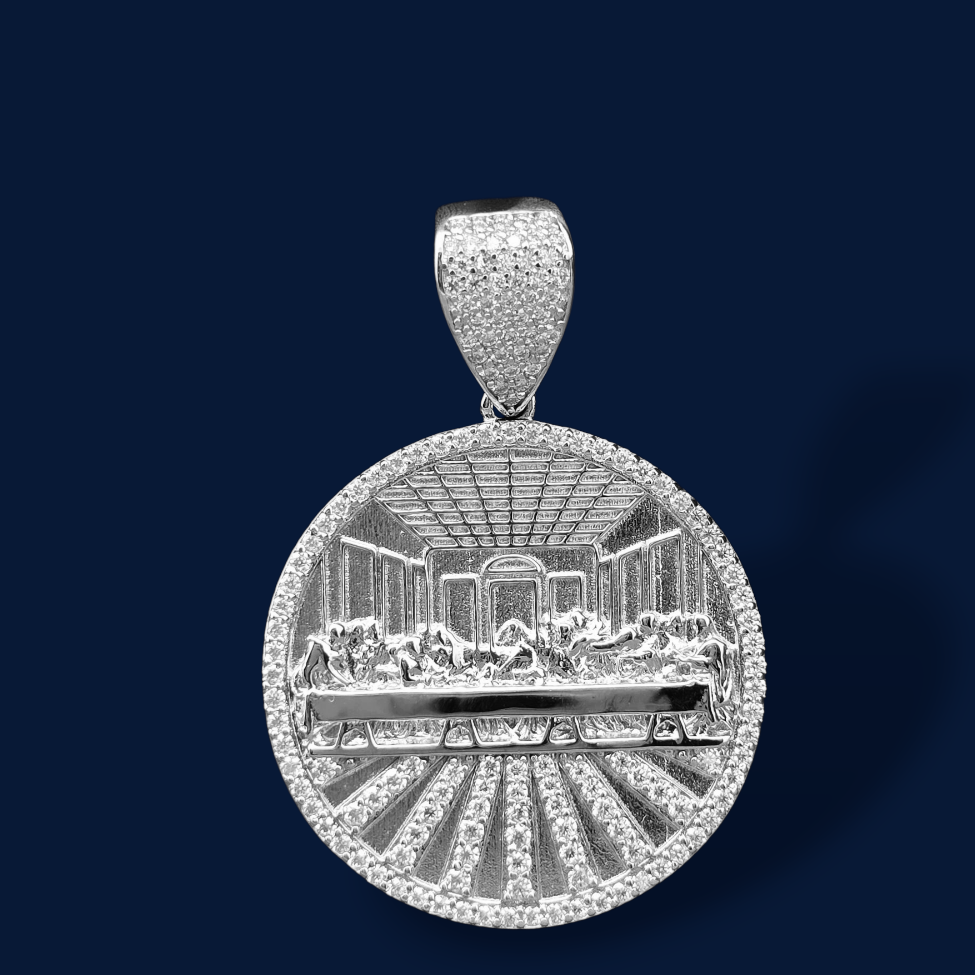 925 Silver Moissanite Last Supper Pendent 1.34 CTW