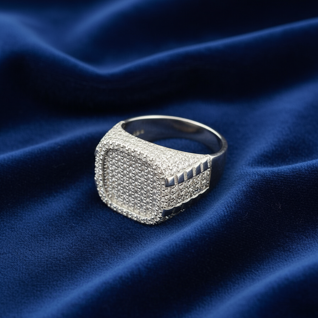 925 Silver Moissanite Signet Ring at Flawless Jewelry