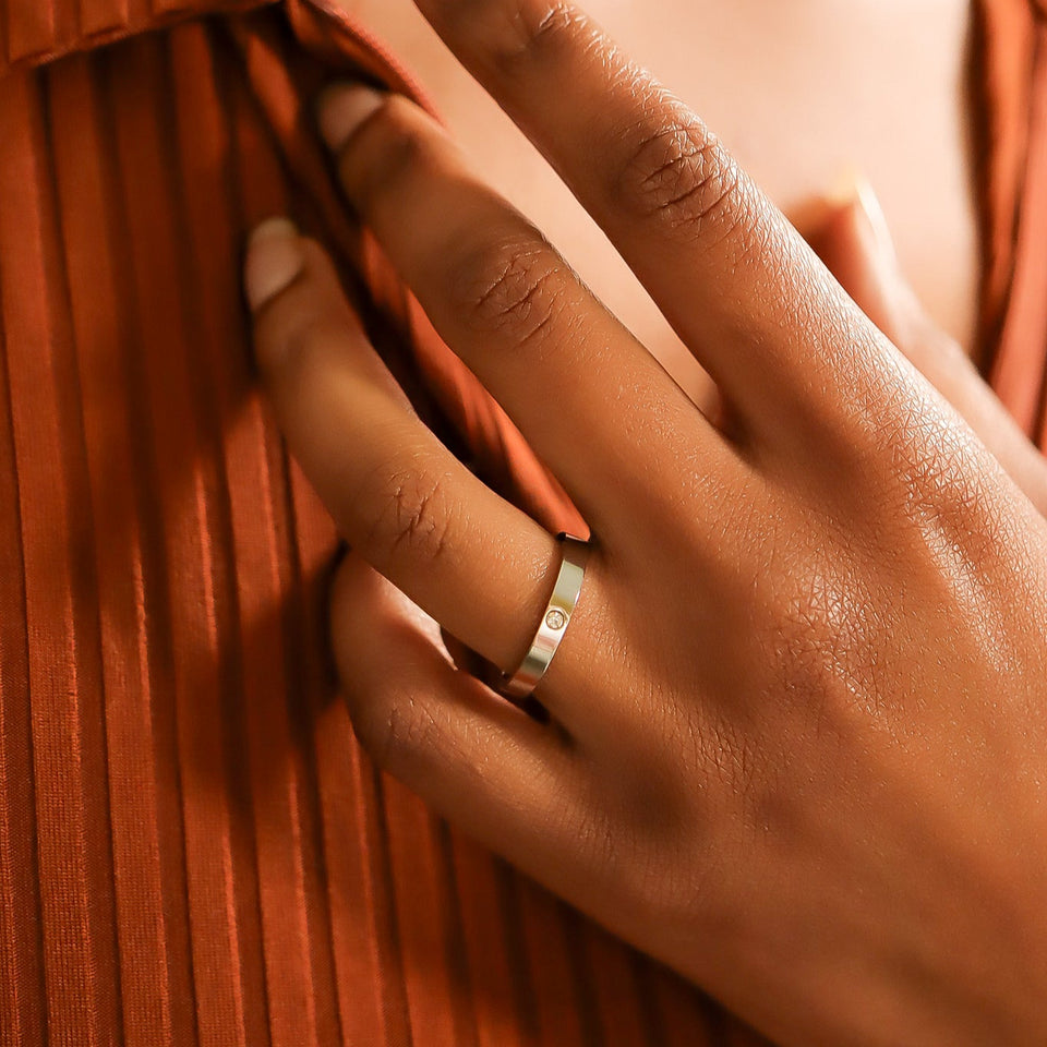 Stainless Steel Birthstone Stacking Ring (Engravable)