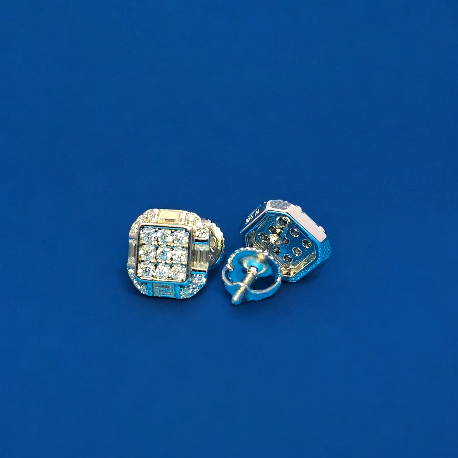 925 Silver Moissanite Square Earring 0.65 CTW