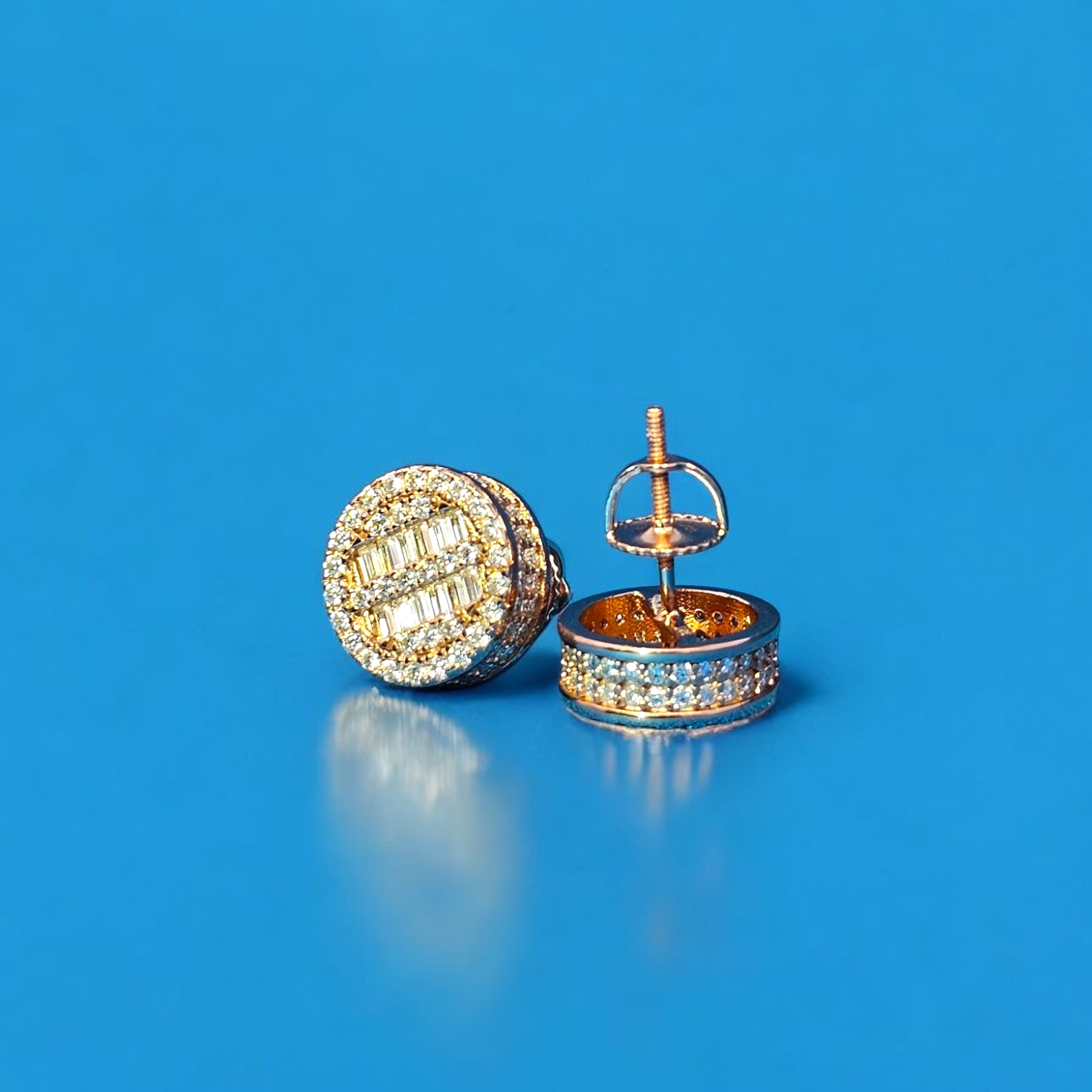 925 Silver Moissanite Round Baguette Earrings 1.73 CTW