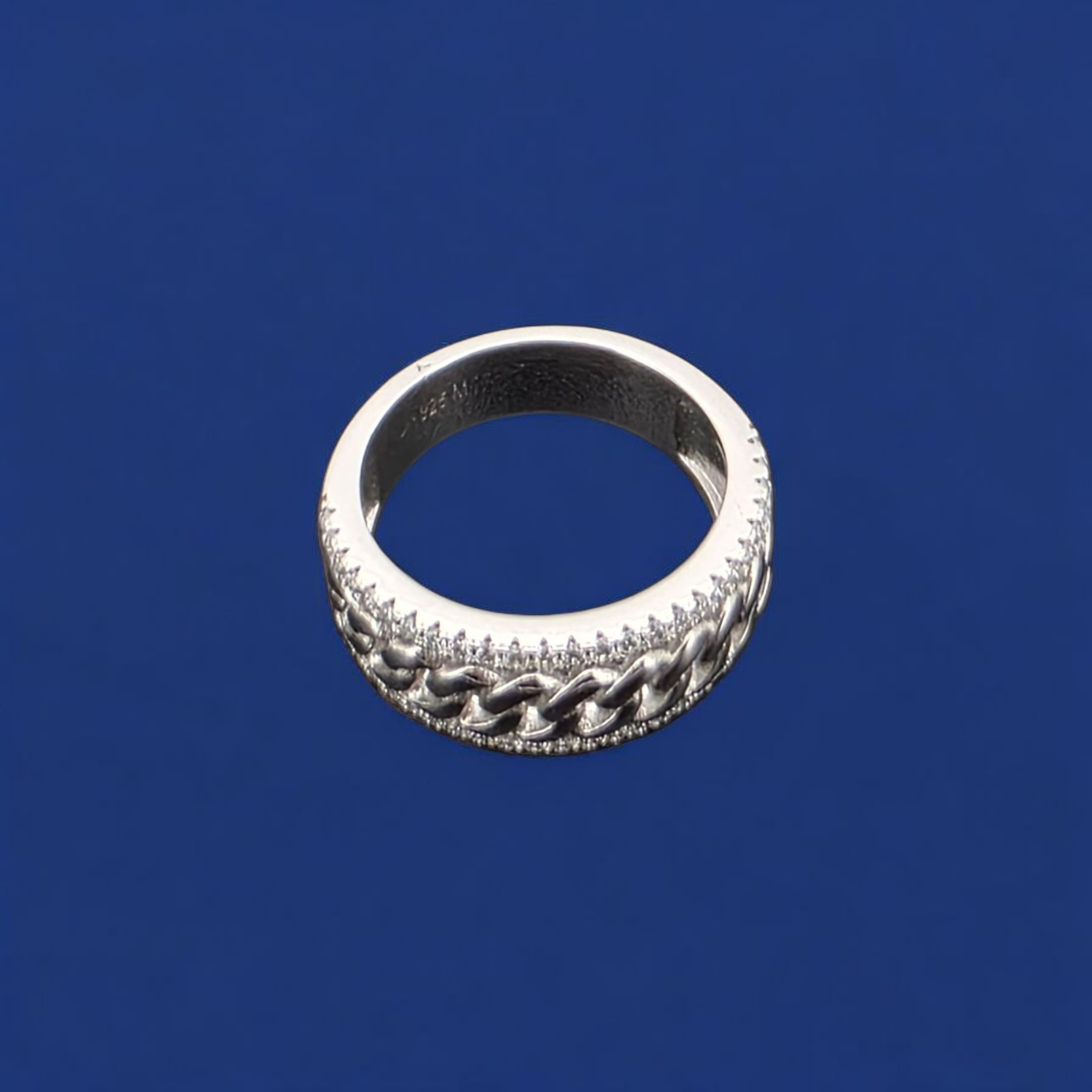 925 Silver Moissanite Cuban Link Band Ring