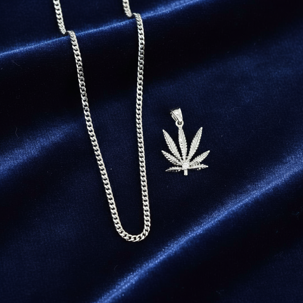 Stainless Steel Leaf Pendent and Chain Combo 24" at Flawless Jewelry