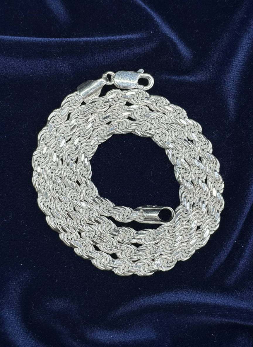 925 Silver Rope chain 4.5mm at Flawless Jewelry