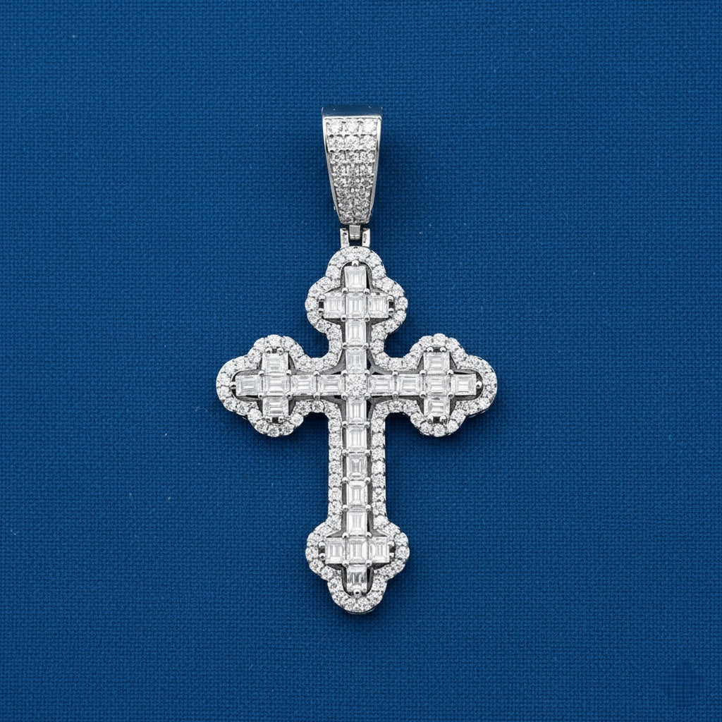 925 Silver Moissanite Cross Pendant 2.70 CTW at Flawless Jewelry