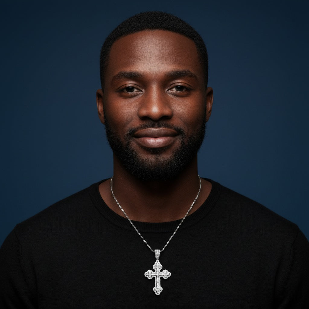 925 Silver Moissanite Cross Pendant 2.70 CTW at Flawless Jewelry