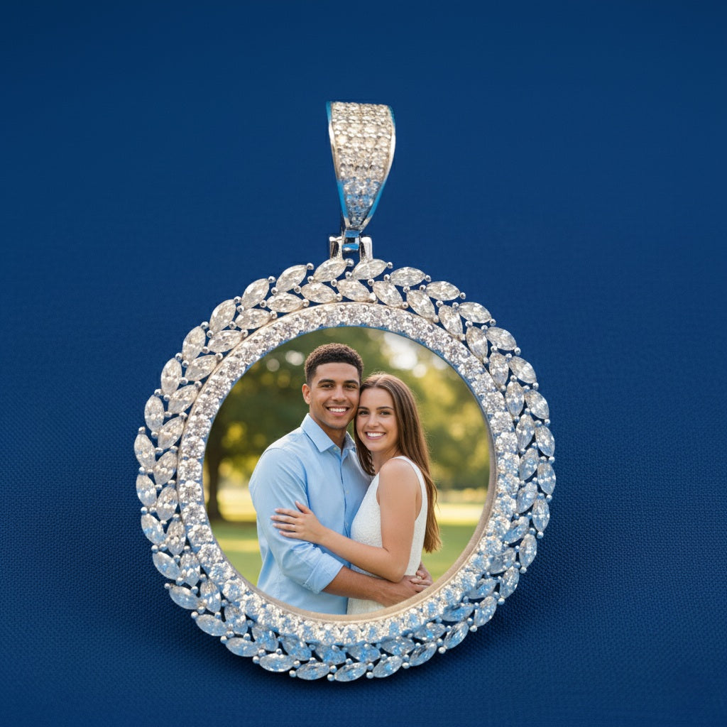 Custom Marquise Stone Memory Pendant 925 Silver Moissanite 6.70 CTW at Flawless Jewelry