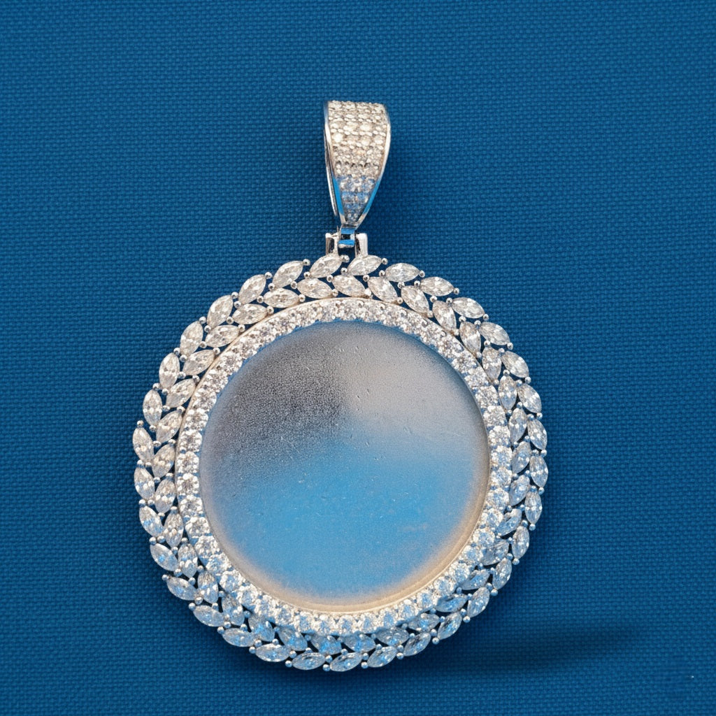 Custom Marquise Stone Memory Pendant 925 Silver Moissanite 6.70 CTW at Flawless Jewelry