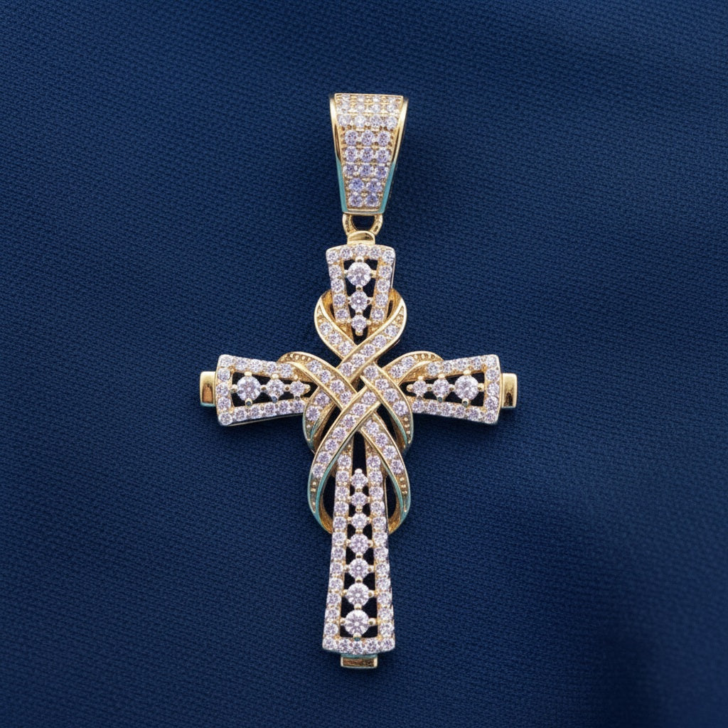 Silver Moissanite Timeless Cross Pendant  1.30 CTW at Flawless Jewelry