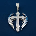 925 Silver Moissanite Wings Cross 3.13 CTW at Flawless Jewelry