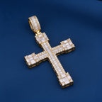 925 Silver Moissanite Baguette Cross pendant 4.45 CTW at Flawless Jewelry