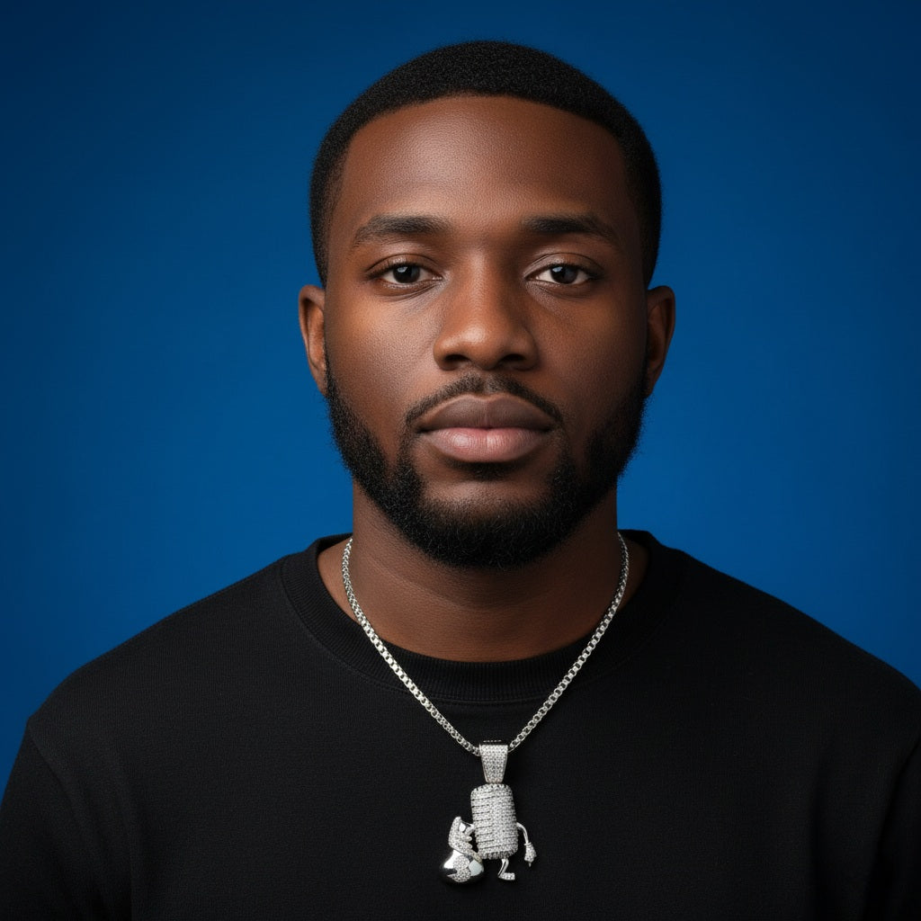 925 Silver Moissanite Mic With Money Bag Pendant 2.09 CTW at Flawless Jewelry