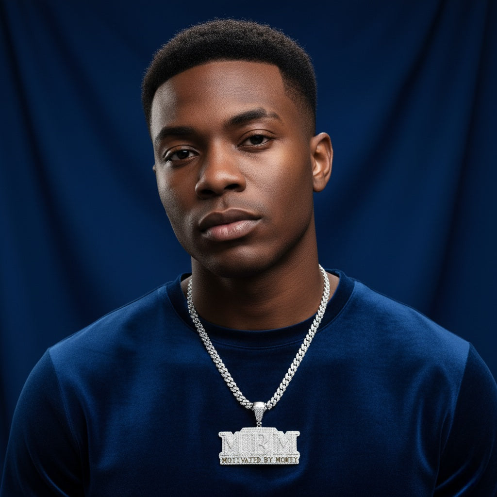 925 Silver Moissanite  MBM Pendant 6.80 CTW at Flawless Jewelry