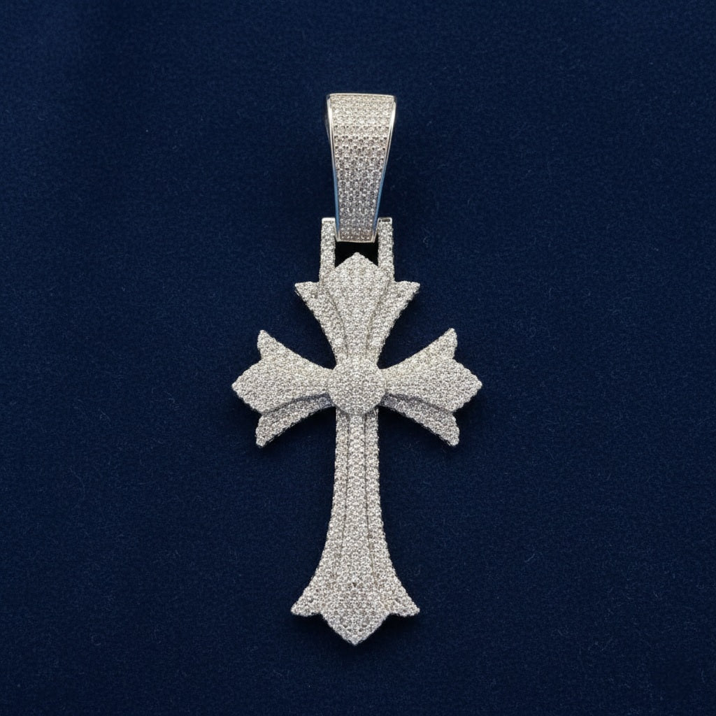 925 Silver Moissanite Cross Fine Pendant 5.78 CTW at Flawless Jewelry